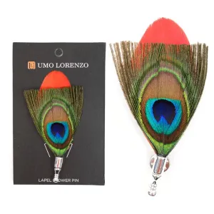 Men's Peacock Feather Clutch Back Lapel Pins