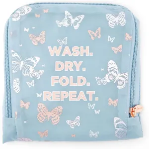 MIAMICA Foldable Travel Laundry Bag, Blue Butterfly, Wash, Dry, Fold, Repeat, 21” x 22” – Lightweight, Durable Design with Drawstring Closure, Blue Butterfly
