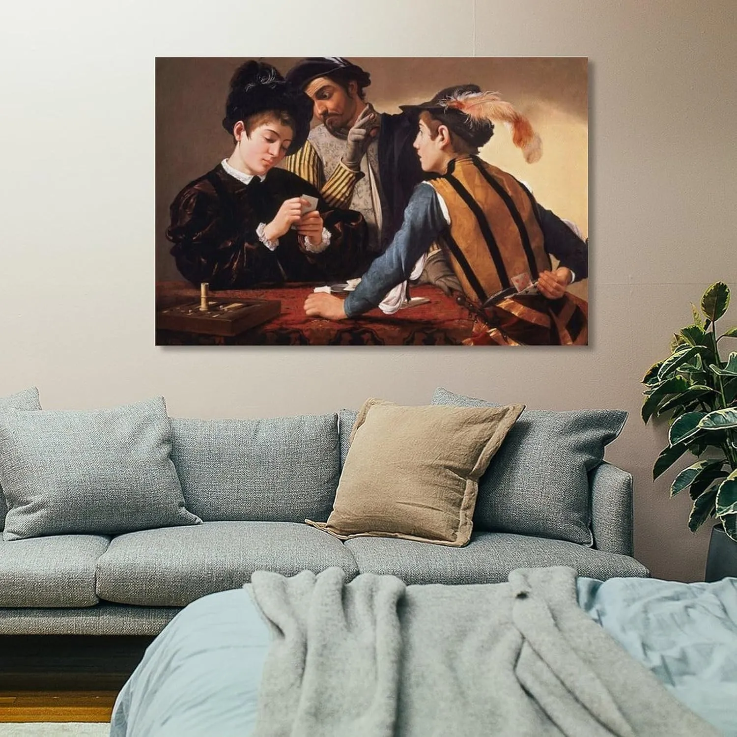 Michelangelo Merisi Da Caravaggio Artwork-The Cardsharp Poster Canvas Wall Art For Room Aesthetic And Decor Poster For Bedroom Living Room Bathroom Kitchen Office Decor 16x24inch(40x60cm) Unframe-styl