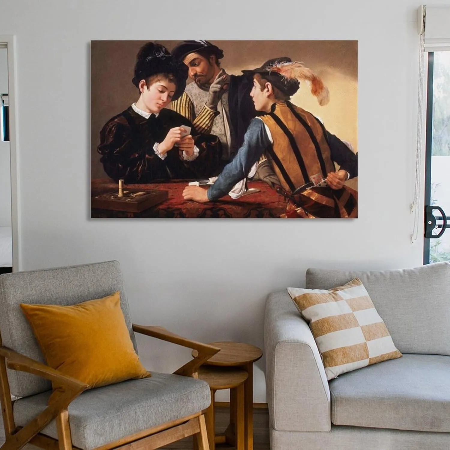 Michelangelo Merisi Da Caravaggio Artwork-The Cardsharp Poster Canvas Wall Art For Room Aesthetic And Decor Poster For Bedroom Living Room Bathroom Kitchen Office Decor 16x24inch(40x60cm) Unframe-styl