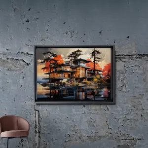 Mid Century Modern Wall Art, Mid Century House Print, Eames Era, Retro Art Print, Framed Wall Decor