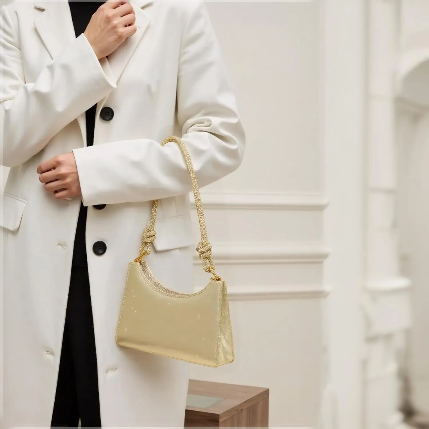 Milisente Clutch Purses For Women Vintage Evening Clutch Bags Formal Shoulder Bag With Rhinestone Handle