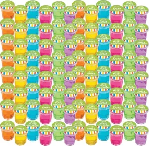 Mini Putty with Glitter - 48 Pack Assorted Neon Color - Birthday, Party Favors, Sensory Stimulation, Ideal for Relaxation, Event Prizes, Goody Bags, Activity Set, Kids, Boys & Girls