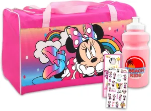Minnie Mouse Travel Bags for Kids - Bundle with Disney Duffle, Water Bottle, Stickers, and More | Minnie Mouse Overnight Bag Set for Girls