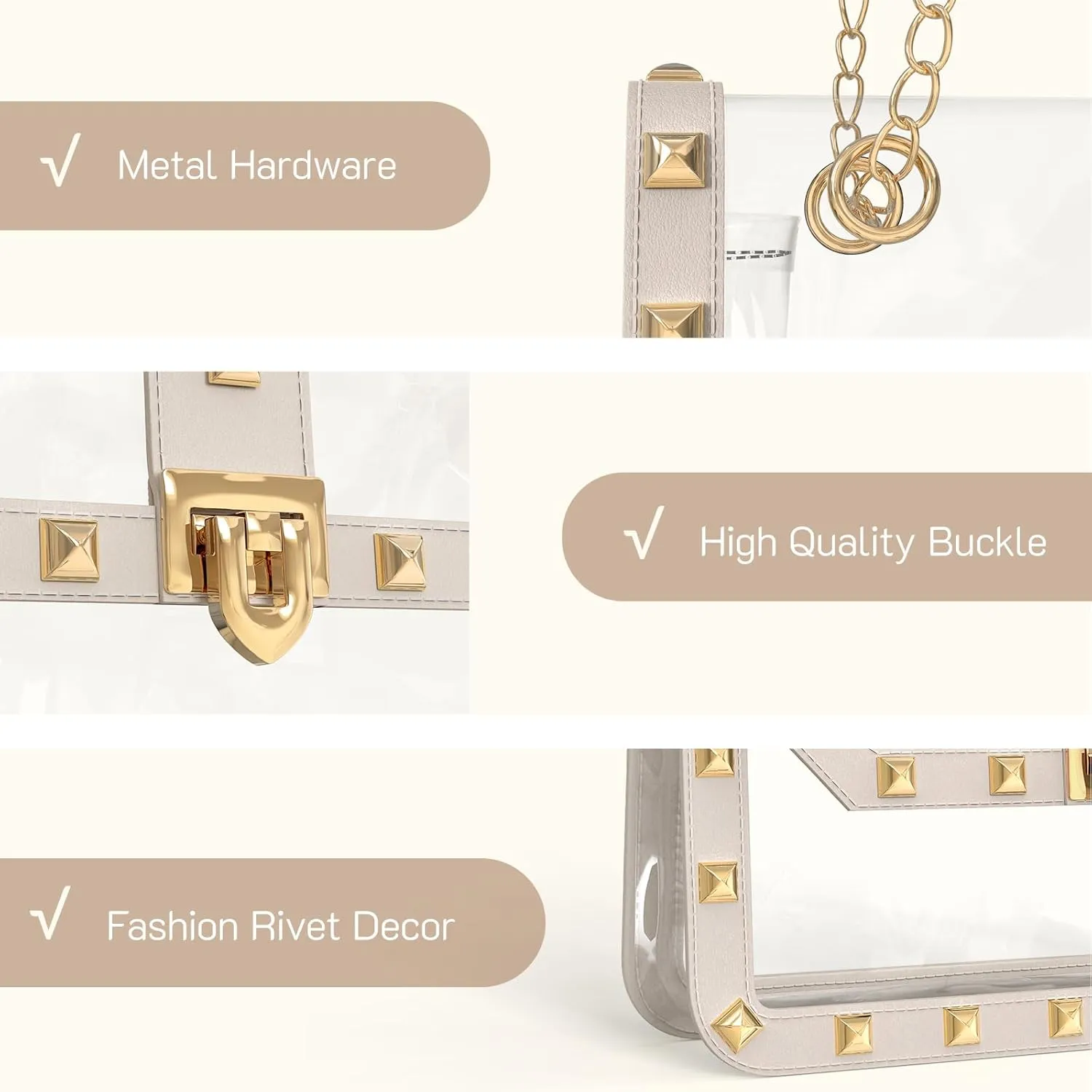 Missnine Clear Bag for Stadium Events Clear Crossbody Purse Stadium Approved Women Transparent Shoulder Bag for Concerts