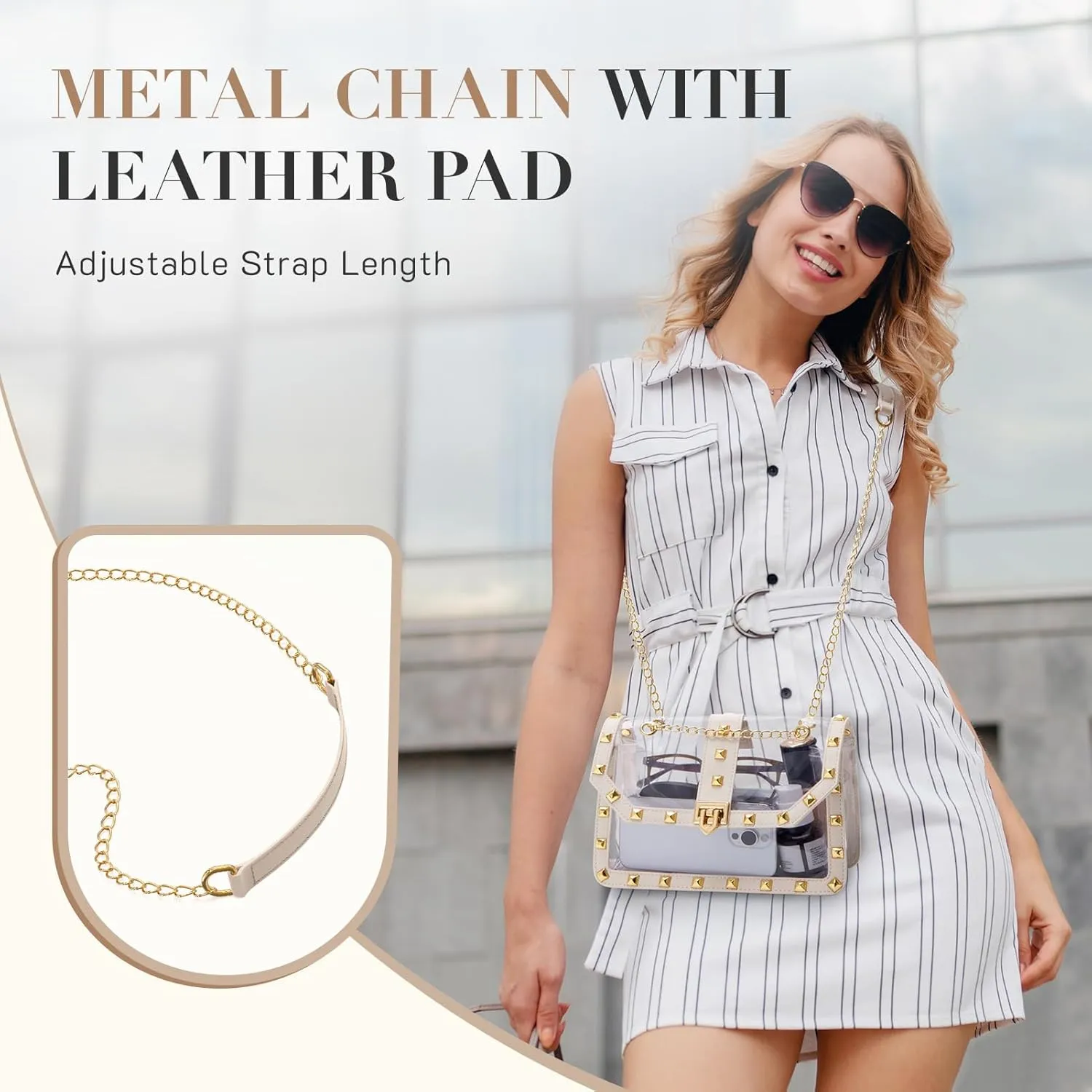 Missnine Clear Bag for Stadium Events Clear Crossbody Purse Stadium Approved Women Transparent Shoulder Bag for Concerts