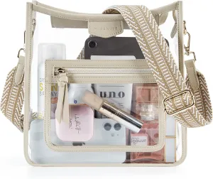 Missnine Clear Crossbody Bags for Women Stadium Approved Clear Purse for Concert Transparent Plastic Bag with Guitar Strap