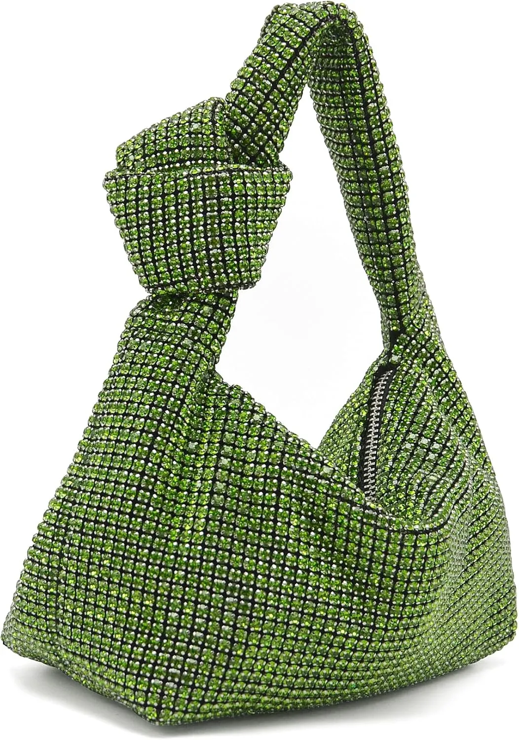 Miuco Women Knotted Handbag Sparkly Rhinestone Hobo Dumpling Bag Diamond Glitter Evening Clutch Purse