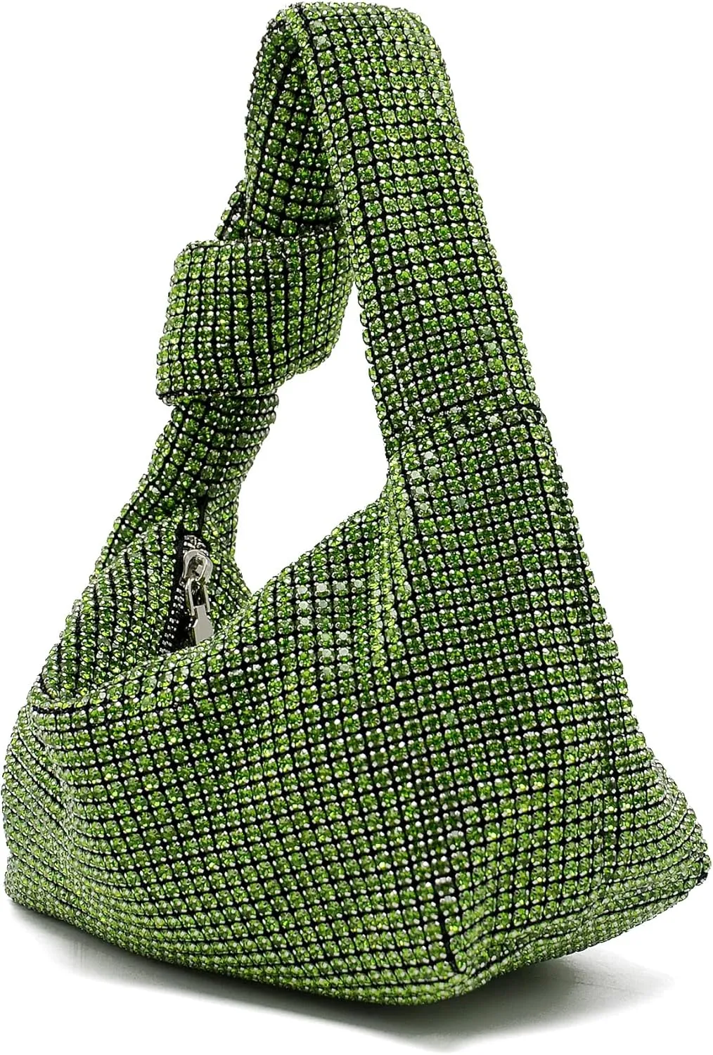 Miuco Women Knotted Handbag Sparkly Rhinestone Hobo Dumpling Bag Diamond Glitter Evening Clutch Purse