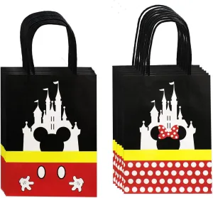 MOAXMOA Treat Bags Castle Gift Party Paper Bags with Handle for Birthday Baby Shower Mickey Minnie Theme Party Decorations Supplies- 12PCS