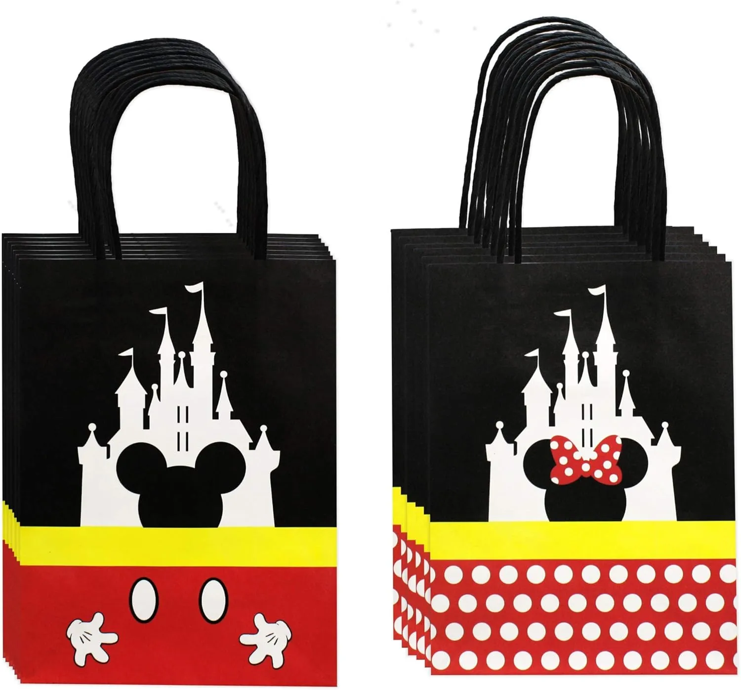 MOAXMOA Treat Bags Castle Gift Party Paper Bags with Handle for Birthday Baby Shower Mickey Minnie Theme Party Decorations Supplies- 12PCS