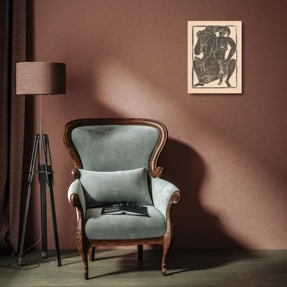 Moissej Kogan 14x18 Gallery Wrapped Canvas Museum Art Print Titled: Two Crouching Naked Women