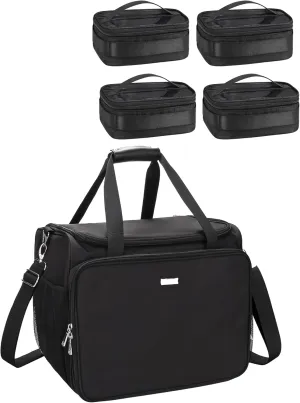 MONSTINA Professional Hairdressing Bag with 4 small bag, Toiletry Travel Bag, Cosmetics Beauty Hairdresser Bag with Shoulder Strap, Hair Makeup Salon Organizer Bag for Barber Insulation Material