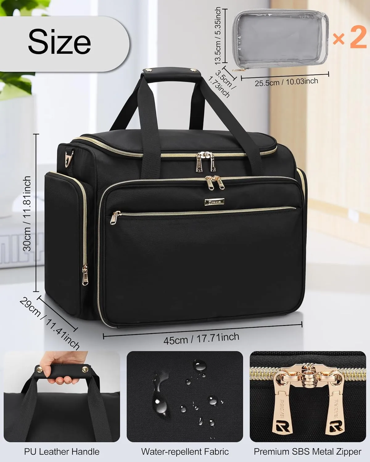 MONSTINA Professional Hairstylist Traveling Bag with Two Detachable Small Bags,Hairdressing Bag Makeup Salon Organizer Bag