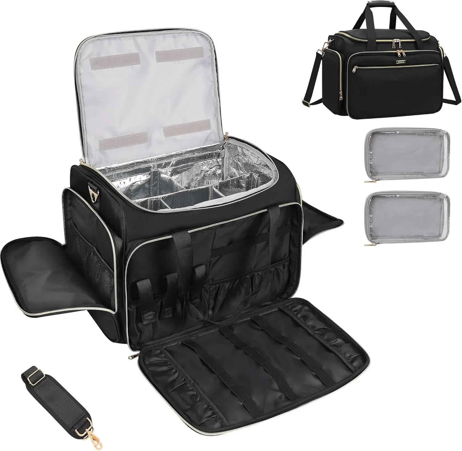 MONSTINA Professional Hairstylist Traveling Bag with Two Detachable Small Bags,Hairdressing Bag Makeup Salon Organizer Bag