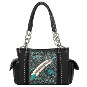 Montana West Tooled Feather Satchel