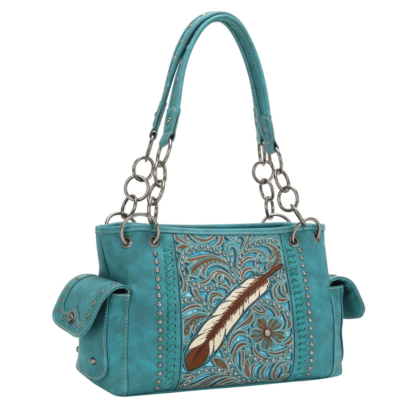 Montana West Tooled Feather Satchel