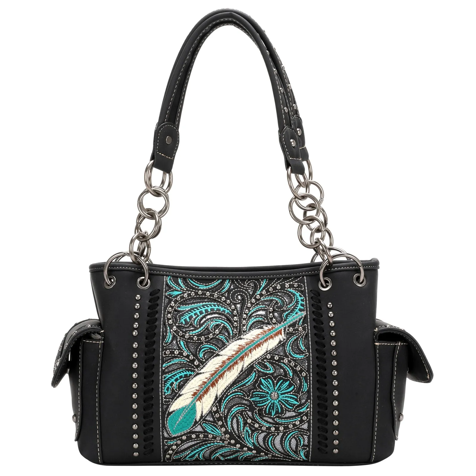 Montana West Tooled Feather Satchel