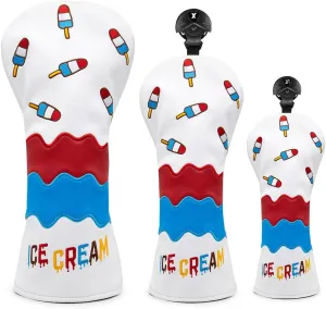 Montela Golf Club Covers Ice Cream Golf Driver Cover Fariway Wood Headcover Hybrid Covers 3 Wood Headcover Golf Head Cover for Odyssey Scotty Cameron Taylormade