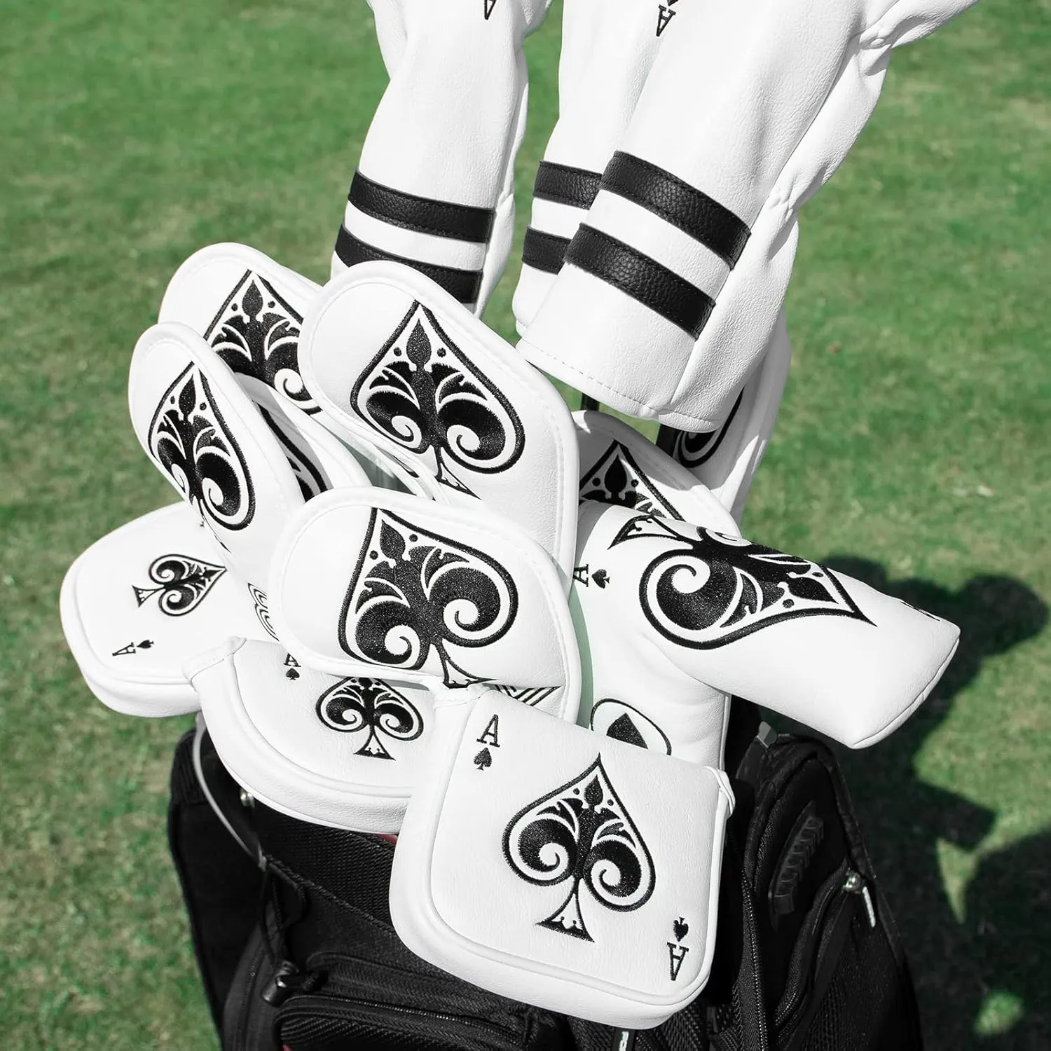 Montela Golf Putter Cover Poker Ace Mallet Putter Headcover Blade Putter Covers Golf Club Covers Leather Golf Putter Head Covers with Magnetic for Scotty Cameron Odyssey Ping Custom&Non-Custom