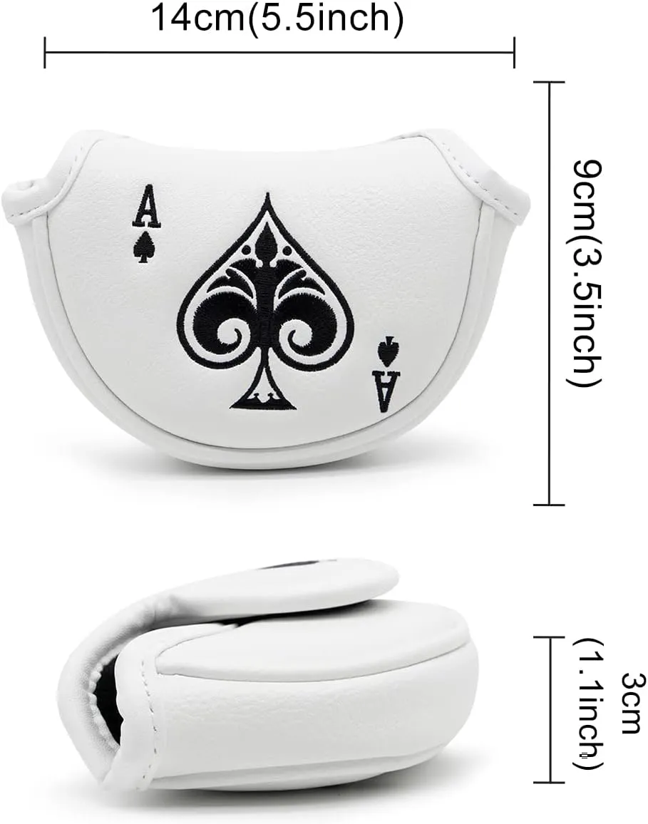 Montela Golf Putter Cover Poker Ace Mallet Putter Headcover Blade Putter Covers Golf Club Covers Leather Golf Putter Head Covers with Magnetic for Scotty Cameron Odyssey Ping Custom&Non-Custom