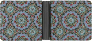 Moroccan Mosaic Circle Flower Leather Wallets for Men Slim Bifold Purse Clutch Double-Sided Printing