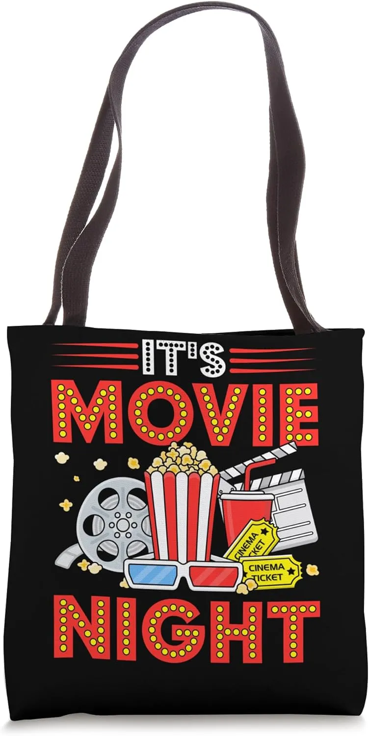 Movie Night Popcorn Film Cinema Motion Tote Bag