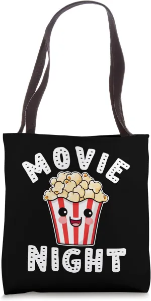 Movie Night Popcorn Theater Cinema Movie Party Film Matching Tote Bag