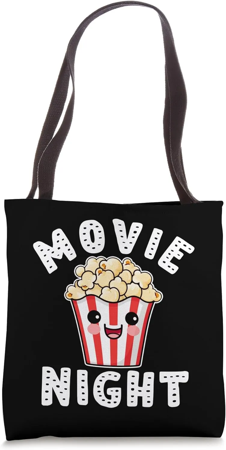 Movie Night Popcorn Theater Cinema Movie Party Film Matching Tote Bag