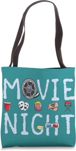 Movie Night Popcorn Tickets Family Cinema Time Film Theater Tote Bag