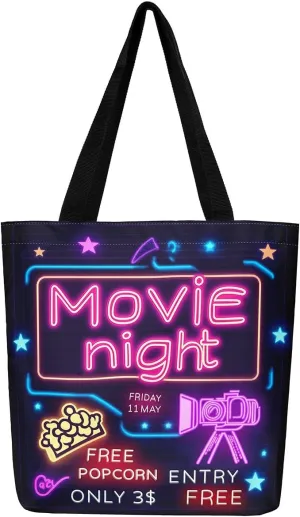 Movie Theater Decor Canvas Tote Bag,Grunge Countdown Screen Vintage Film Clapper Large Capacity Gym Bag