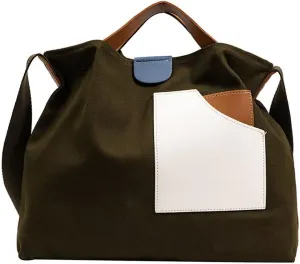 Mudono Handbag for Women Canvas Color-block Crossbody Purse Large Shoulder Bags Casual Hobo Handbag Lightweight Tote Purse
