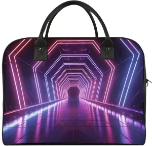 Multi-functional Travel Bag, Neon Lights Tunnel Print Travel Handbag Travel Tote Bag Carry-on Bag Overnight Bag Weekend Bag