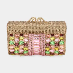 Multi Teardrop Stone Cluster Embellished Bling Clutch Shoulder Bag
