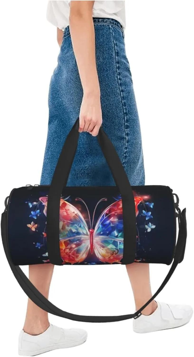 Musica Butterfly Travel Duffle Bag for Men Women Sport Gym Bag Foldable Weekender Bag Carry on Overnight Bag for Travel Swimming Basketball