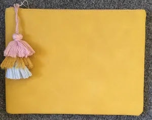 Mustard Tassel Clutch