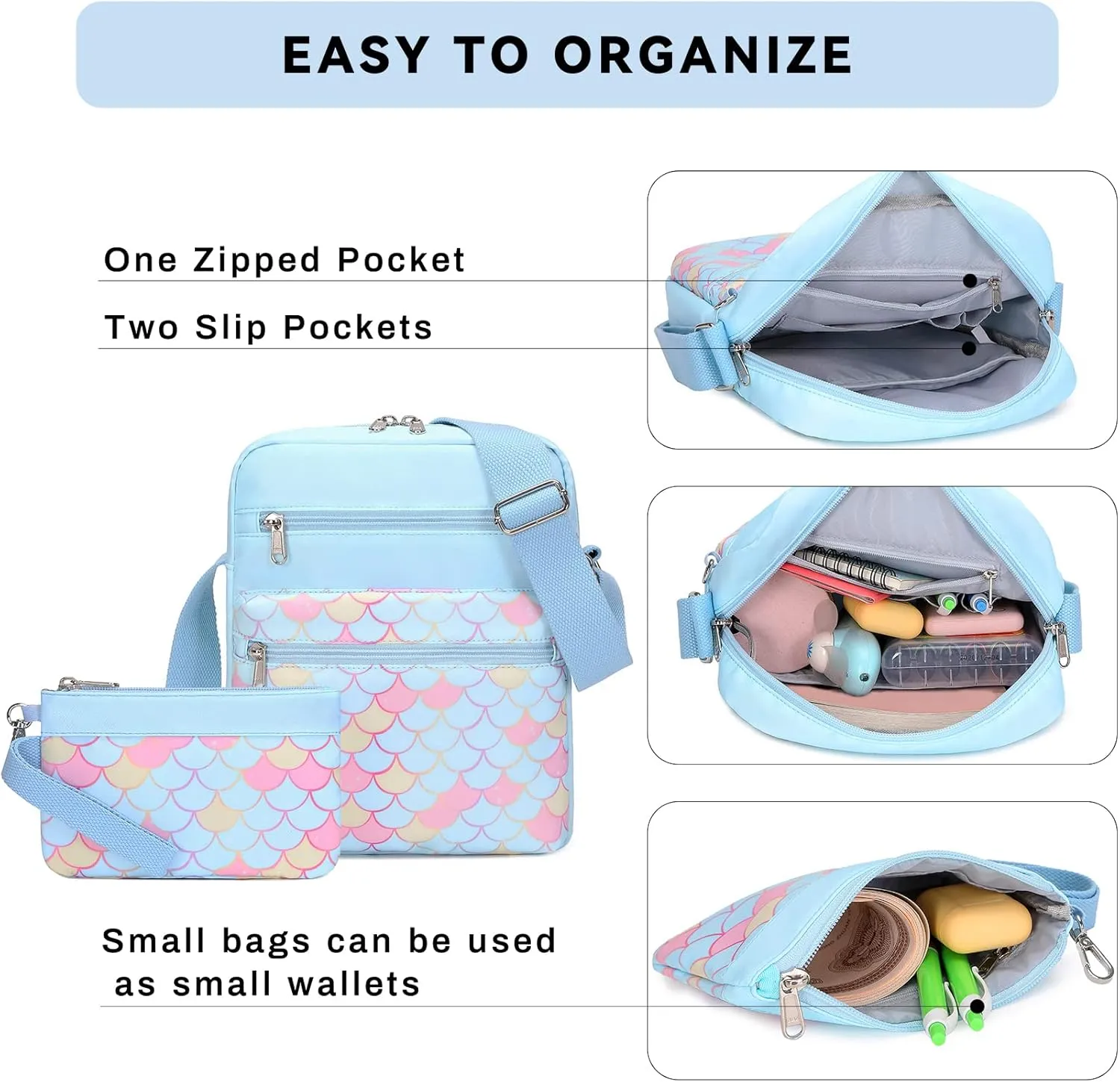 Mygreen Small Crossbody Purse Set for Teen Girls Small Messenger Bags for Kids 9-10 Gifts