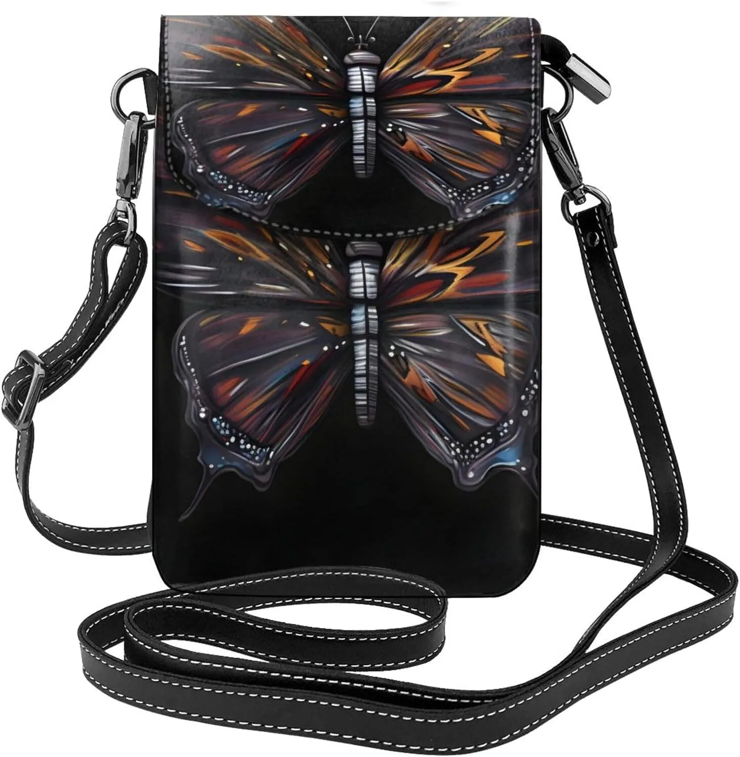 Mystery Butterfly Zippered Crossbody Bag, Women'S Shoulder Bag With Card Slot, ^Removable Shoulder Strap, 7.6 X 4.9 In.