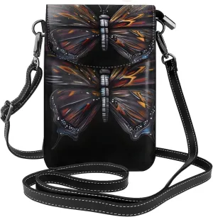 Mystery Butterfly Zippered Crossbody Bag, Women'S Shoulder Bag With Card Slot, ^Removable Shoulder Strap, 7.6 X 4.9 In.