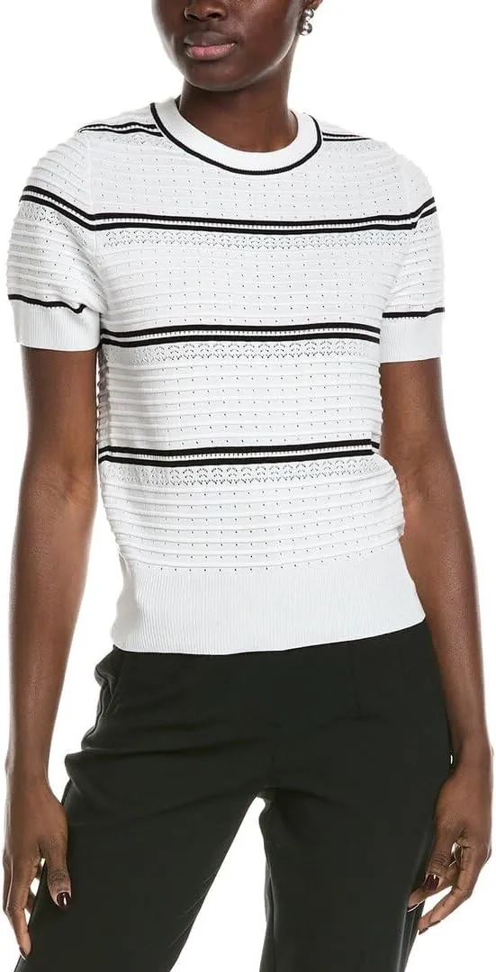 Nanette Nanette Lepore Womens Pointelle Top, Xl, White