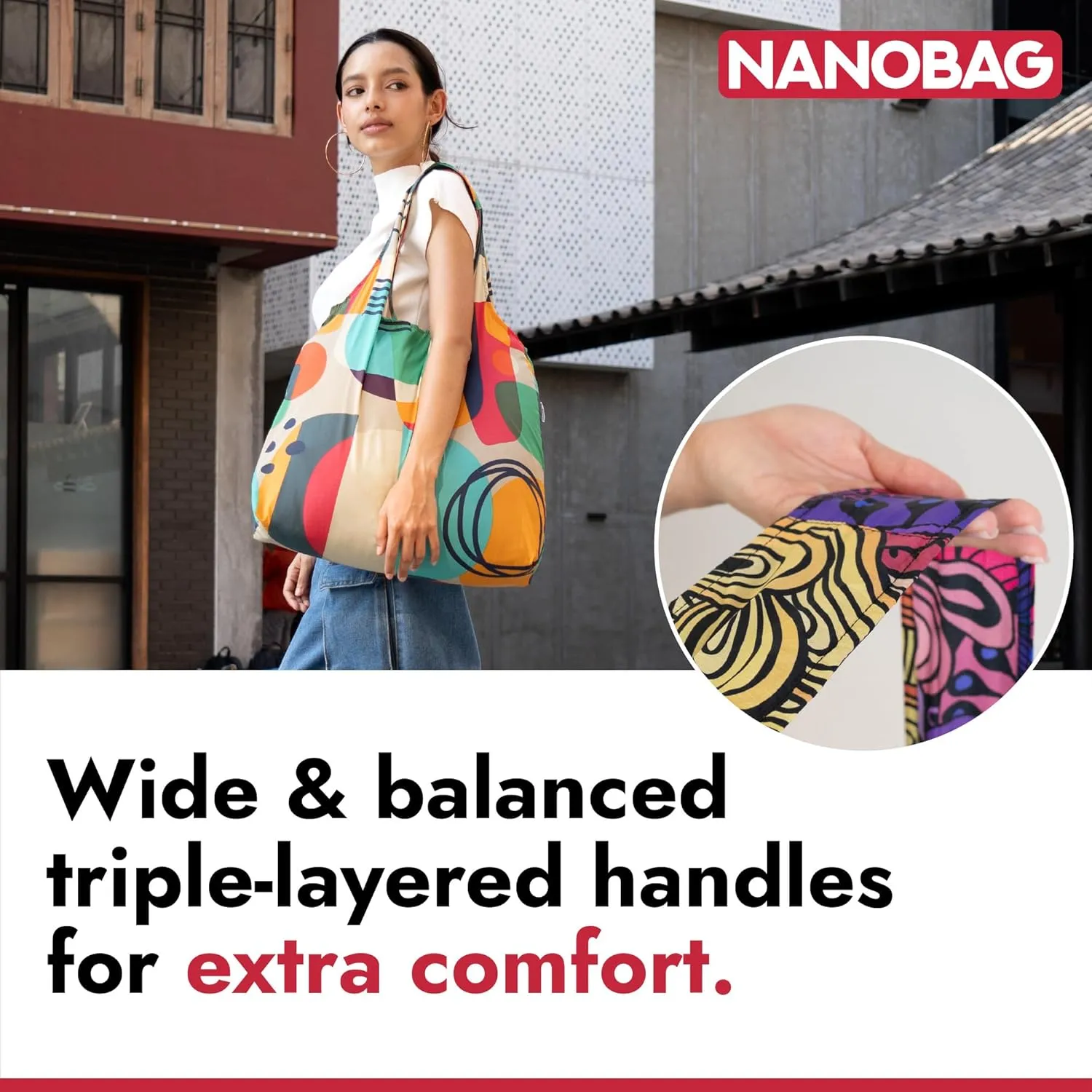 Nanobag Ultra-Lightweight Sling Cross-Body Bag | Perfect for Travel, Shopping & Daily Use | Reusable - Tiny - Eco-Friendly (Sling, Blue Waves)