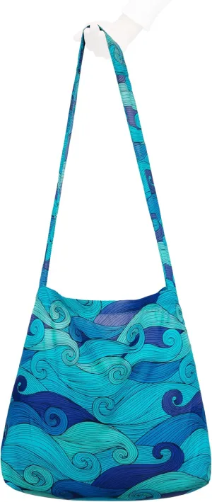 Nanobag Ultra-Lightweight Sling Cross-Body Bag | Perfect for Travel, Shopping & Daily Use | Reusable - Tiny - Eco-Friendly (Sling, Blue Waves)