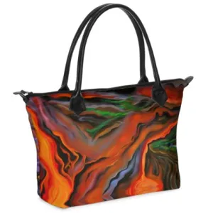 Nappa Leather & Monroe Satin Zipper  Hand Bag "Madame Pele"