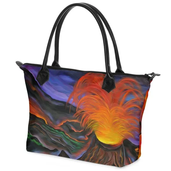 Nappa Leather & Monroe Satin Zipper  Hand Bag "Madame Pele"