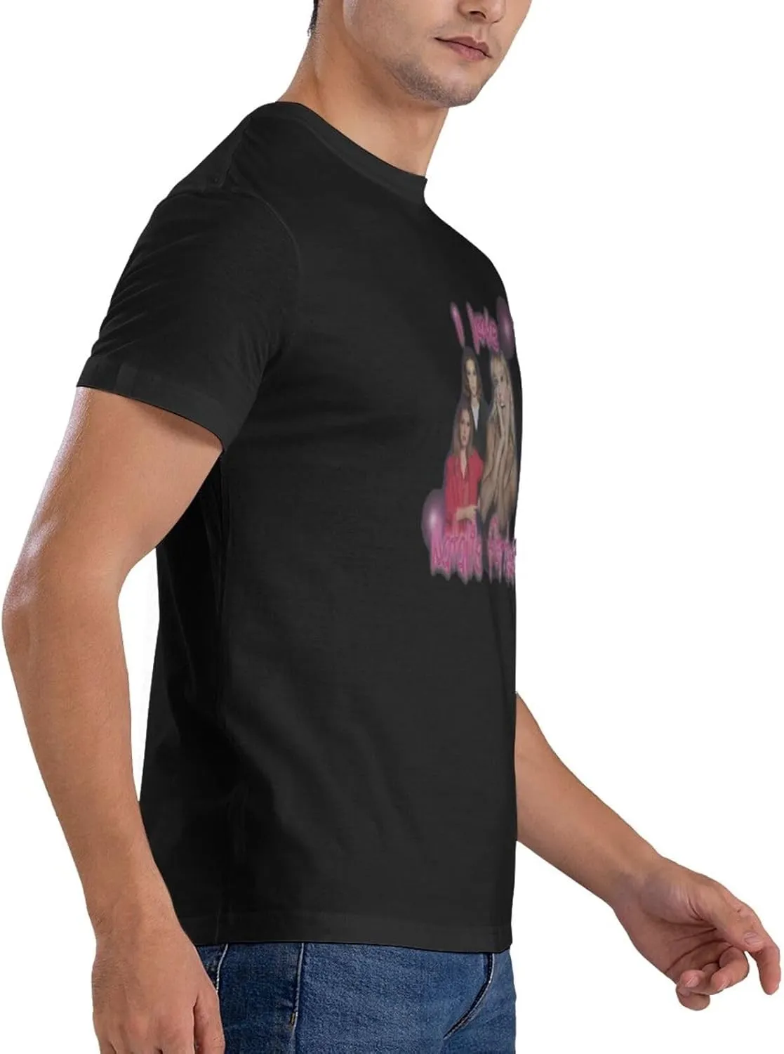 Natalie Music Portman Men's T-Shirts Short Sleeve Cotton Casual Basic Tee Shirts Black