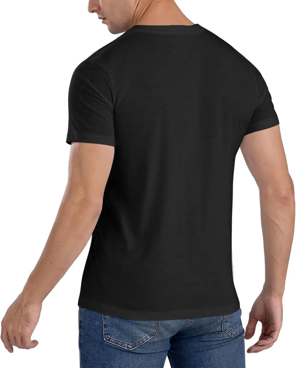 Natalie Music Portman Men's T-Shirts Short Sleeve Cotton Casual Basic Tee Shirts Black