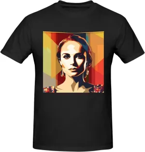 Natalie Music Portman Men's T-Shirts Short Sleeve Cotton Casual Basic Tee Shirts Black