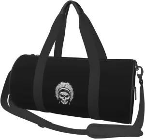 Native American Skull Convertible Garment Bag with Shoulder Strap, Carry on Garment Duffel Bag for Men Women - Rolling Foldable for Travel Luggage Bags (Black)