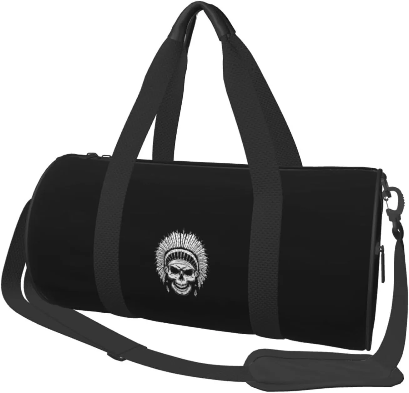 Native American Skull Convertible Garment Bag with Shoulder Strap, Carry on Garment Duffel Bag for Men Women - Rolling Foldable for Travel Luggage Bags (Black)