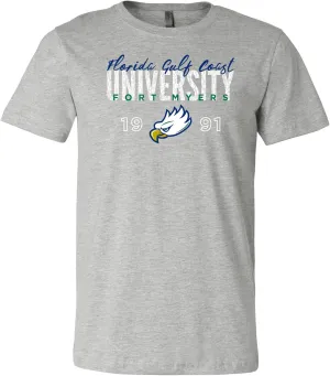 NCAA Dist Block Script Logo, Team Color Canvas T Shirt, College, University